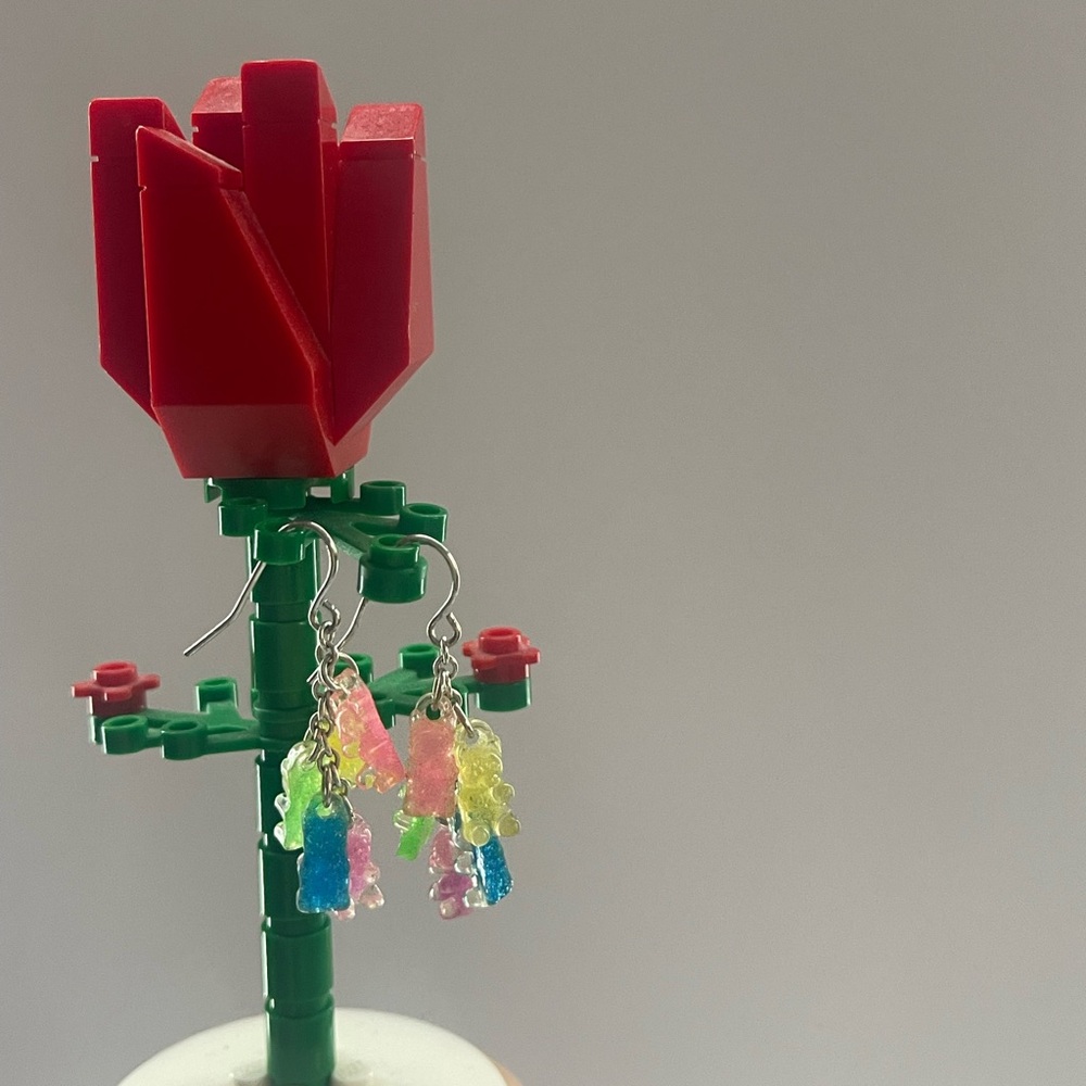 Rainbow Gummy Bear Dangling Earrings